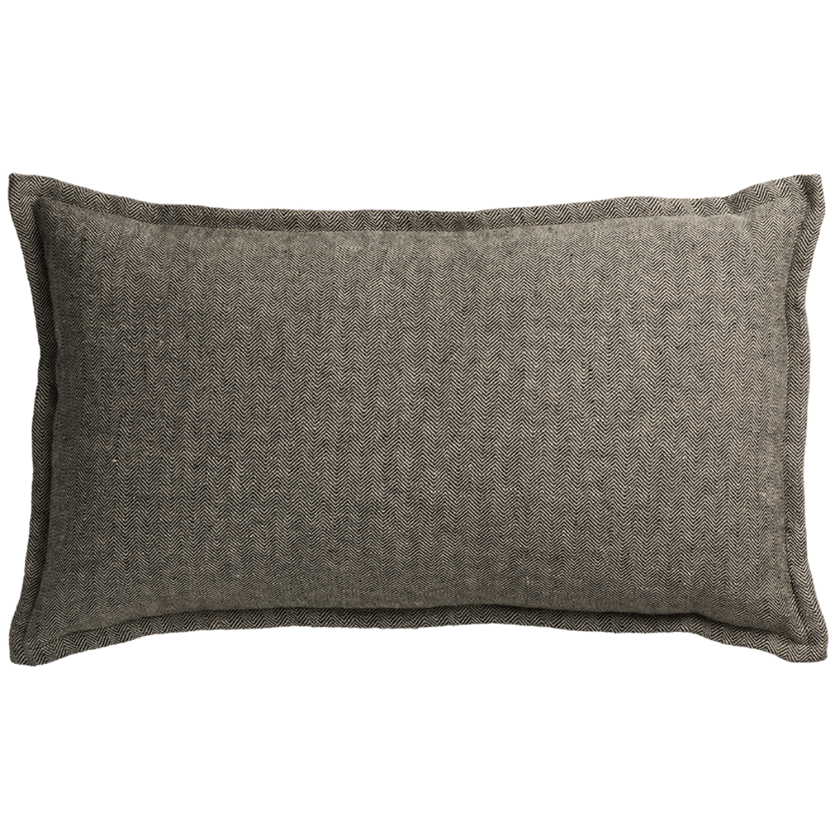 de Le Cuona | Classic Linen Cushion with Self Flange Charcoal