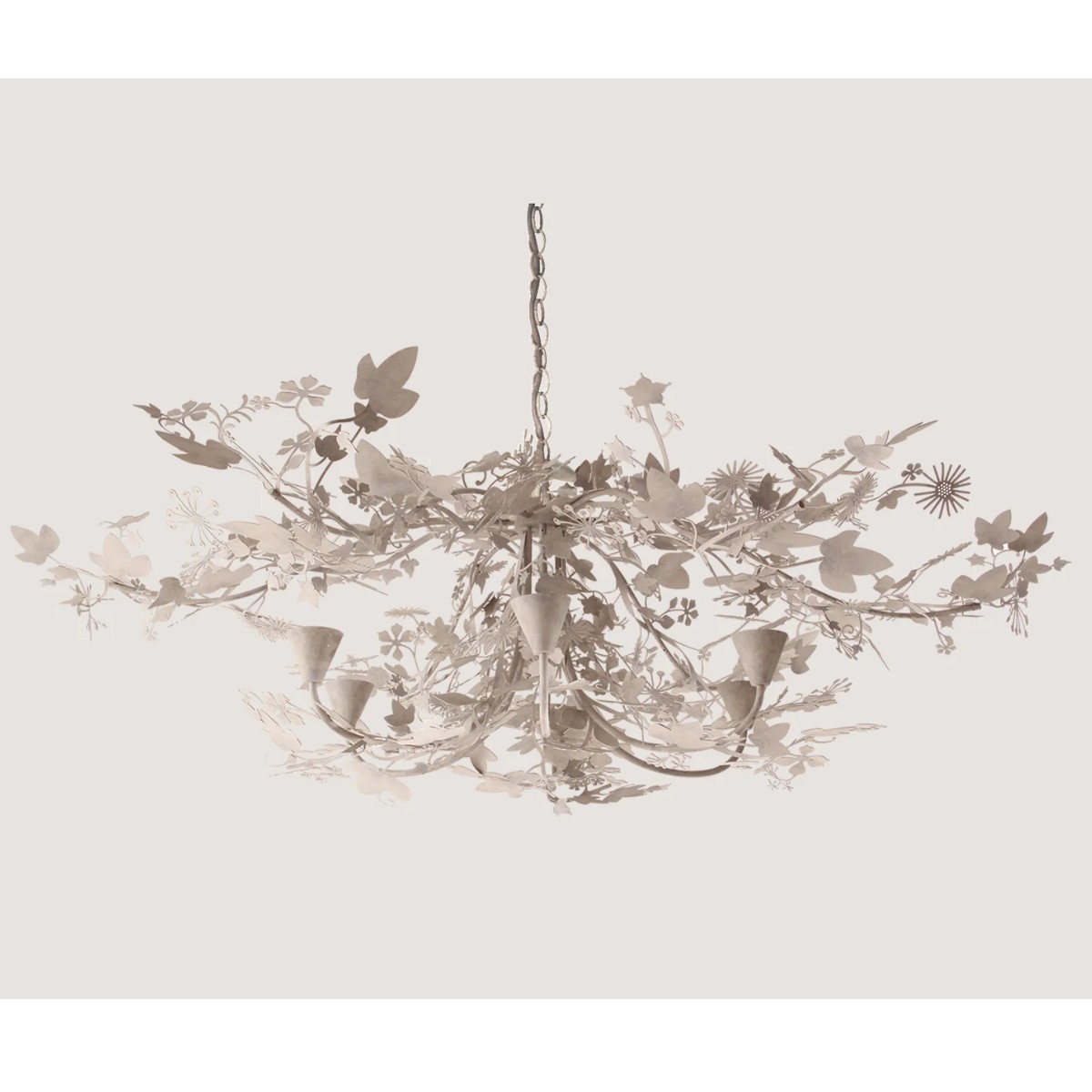 Porta Romana I  Ivy Shadow Chandelier Large with Chain | Forest White