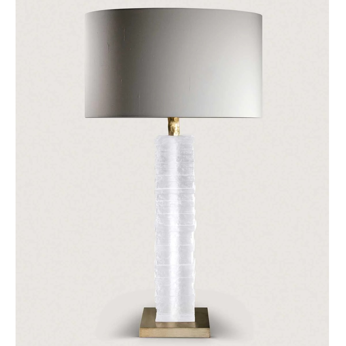 Porta Romana I Crystal Strata Column Lamp | Clear With Antiqued Brass