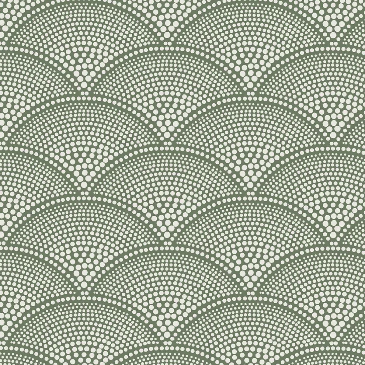 Cole & Son | Feather Fan Jacquard | Cream on Olive Green