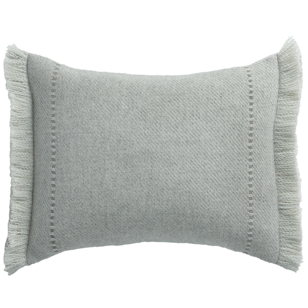 De Le Cuona Cashmere Wool Twill Cushion With Fringe Light Grey