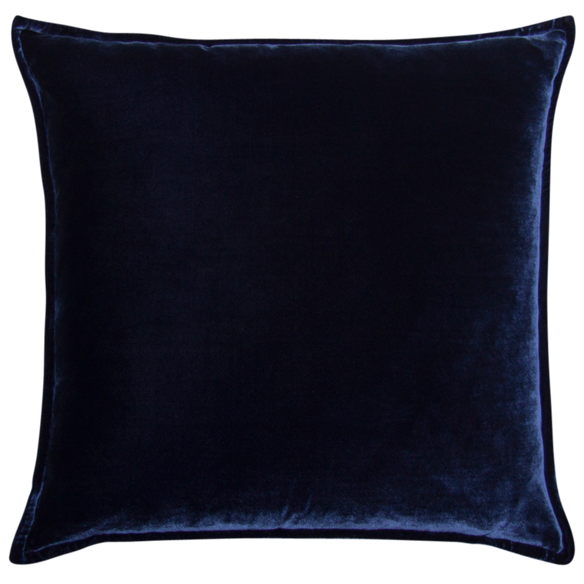 De Le Cuona Silk Velvet And Linen Flange Cushion Navy