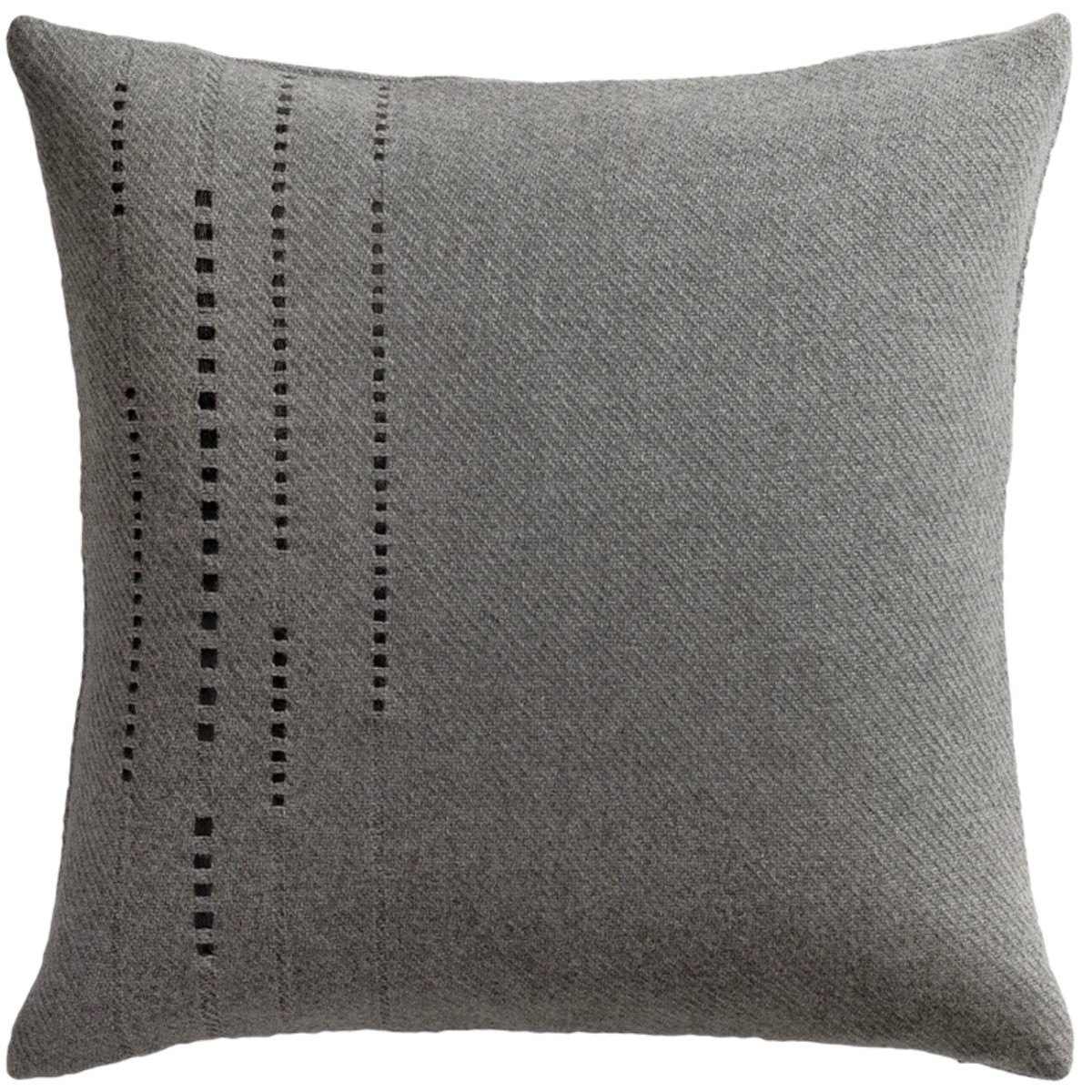 de Le Cuona | Cashmere Wool Twill Cushion With Vertical Detail | Dark Grey