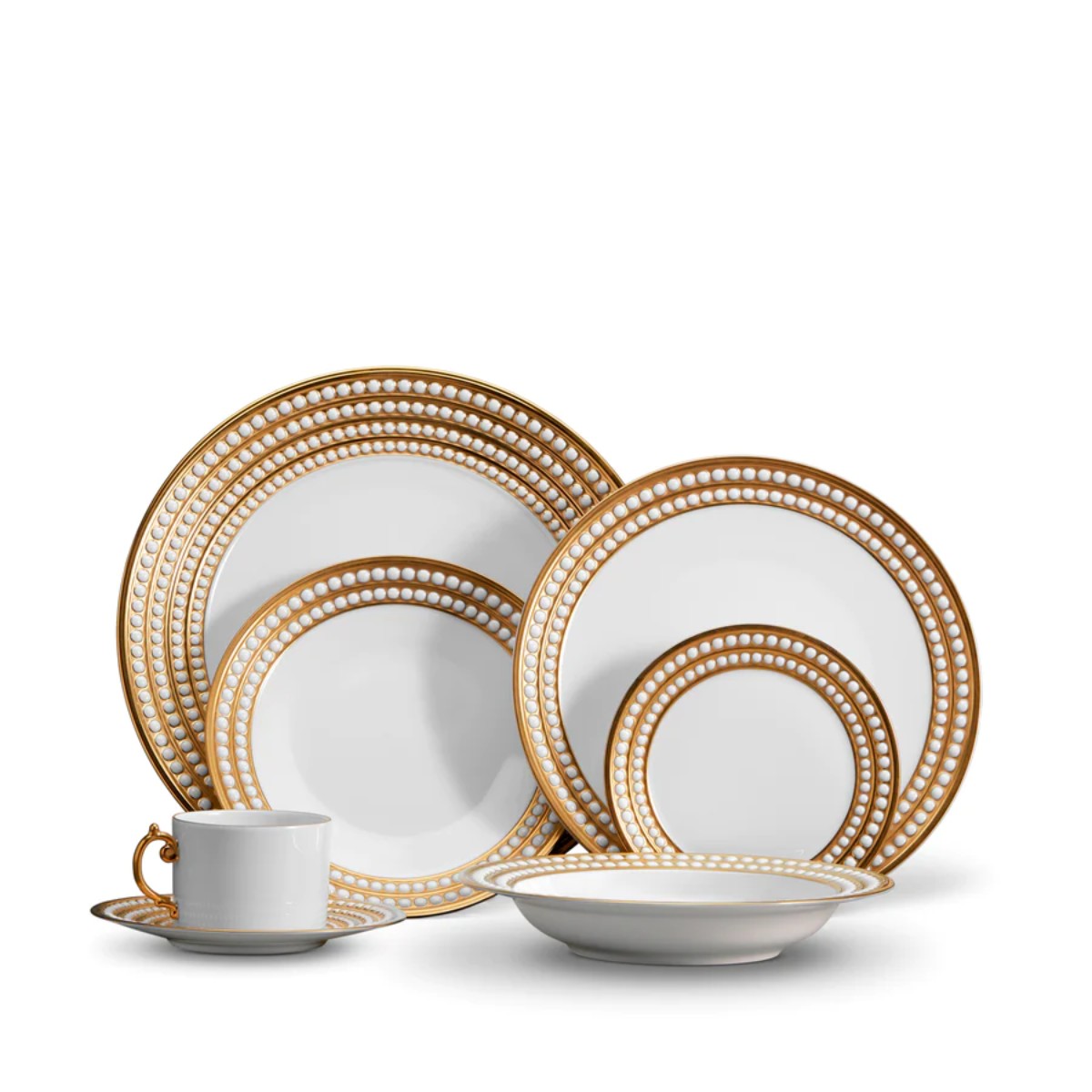 L’Objet | Perlee Dinnerware Set | 24 kt Gold Perlee Dinnerware Set