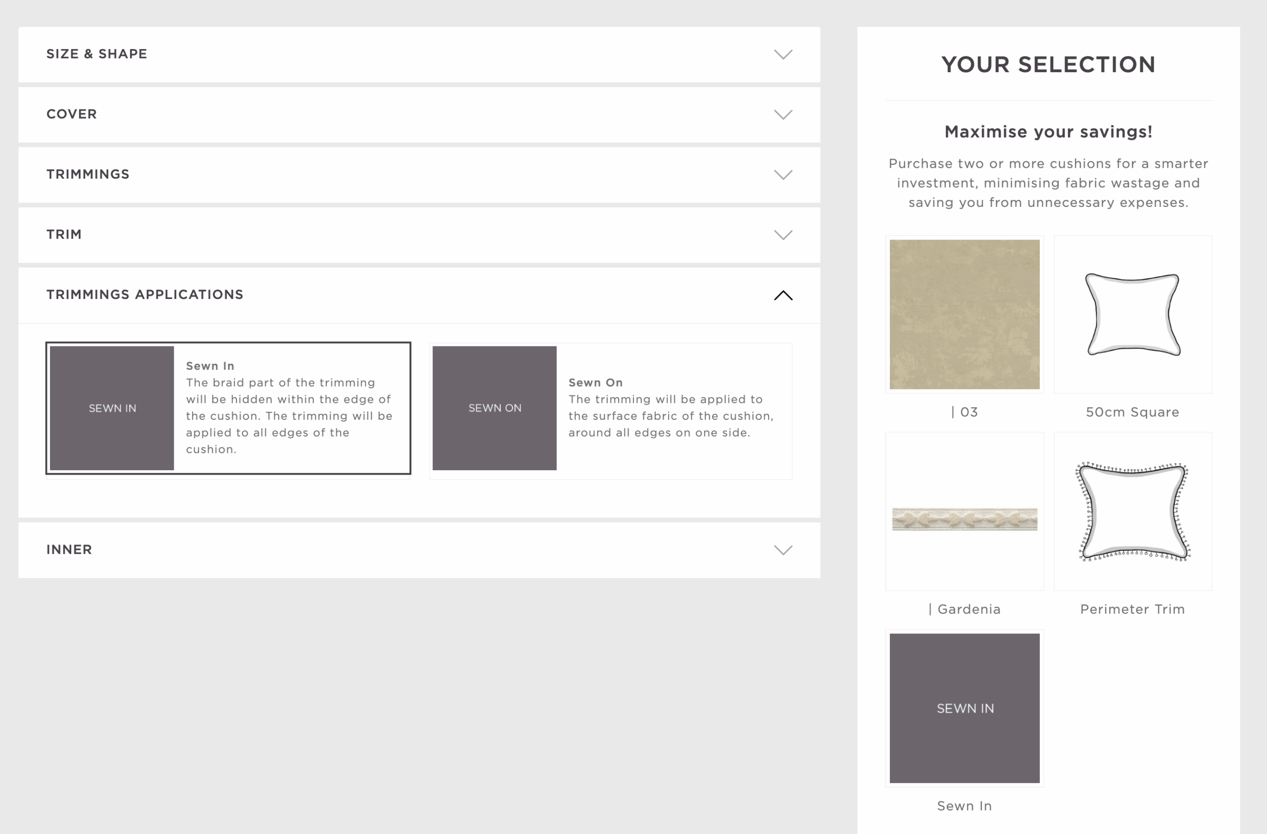 Step 5. Trimmings Application
