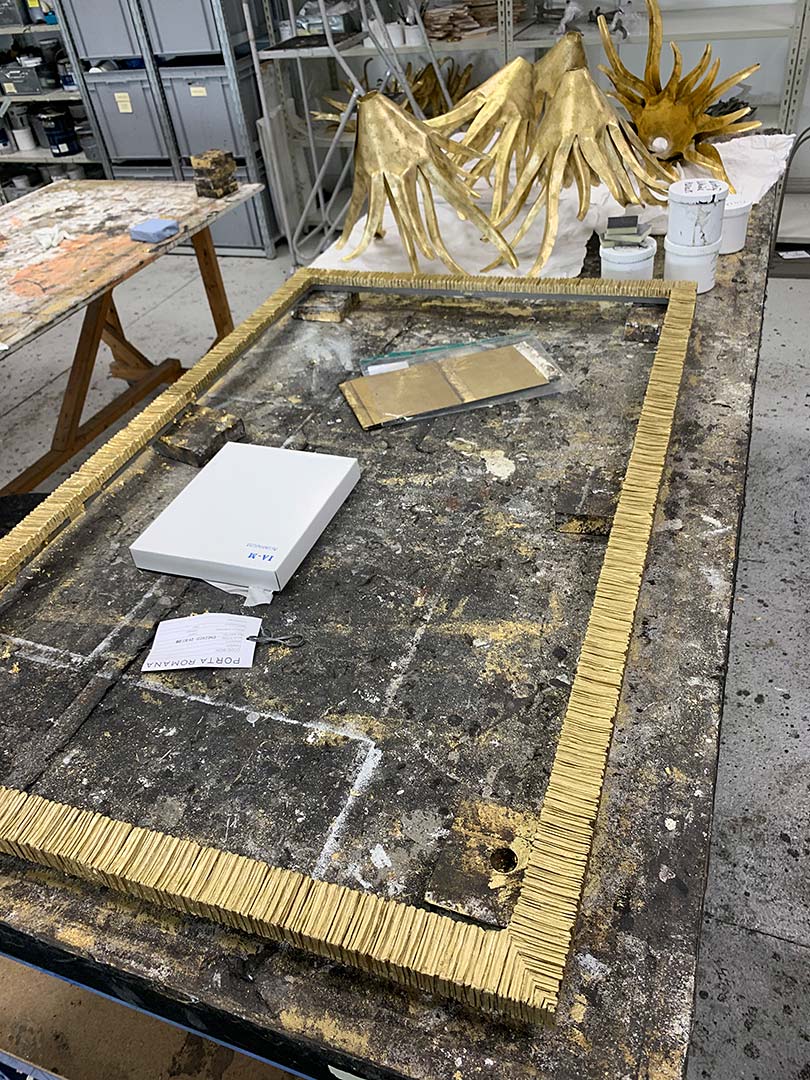 Figure 5 Travose Mirror made in cast composite finished in French Brass